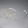 Солнцезащитные очки без оправы оптические круглые металлические чистые очки