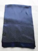 Foulard Long Homme 100% Soie Foulard Double Epaisseur Cravate Bleu Avec Pois Blanc