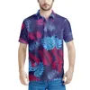 Heren Polos Mens Summer Fashion Polynesische tribale Hawaiiaanse paarse monster palmbladeren print aangepaste mannen kleding op eisers