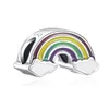 925 Silver Charm Pärlor dingle Rainbow Heart Lock Apple Pendant Diy Fine Bead Fit Pandora Charms Armband DIY smycken Tillbehör