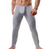 Men's Sleepwear Mens Sleep Bottoms Sexy Erotic Big Pouch Pants Ice Silk Ultra-thin See Through Trousers Gay Legging Lounge SleepwearMen's