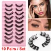 Curling Cat Eye Lashes 3D Falsche Wimpern 10 Paar Große, gebogene, natürliche, flauschige, zarte, weiche, künstliche Wimpern, Volumen, künstliche Nerz-Wimpern, russische lockige Wimpern