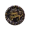 49 pezzi set oro nero set da tavola per festa di compleanno buon compleanno stoviglie usa e getta per feste piatti tazze tovagliolo decorazione della casa 220606