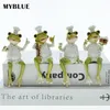 MyBlue Kawaii Garden Creative Animal Resin Chef Chef Frog تمثال مصغرة Nordic Room Room Table Accorations 220618