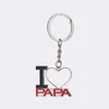 패션 승화 블랭크 키 체인 디자이너 I Love Mama Papa Heart Keychains 실버 합금 자동차 열쇠 고리 키링 핸드백 카라비너 ​​액세서리 어머니의 날 선물