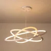 Pendellampor modern minimalism aluminium LED -lampor cirkel ringar hängande ljus vit/svart kroppsfärg för kontorsmatsal vardagsrum