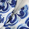 2022 Zomer mouwloze ronde hals blauw paisley blauw en witte porseleinen print korte mini -jurk elegante casual jurken 22Q151638