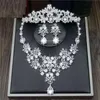 Crown Headwear Wedding White Gauze Crown Necklace Earrings Three piece Set Wholesale by Manufacturer