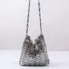 Femmes Sacs Designer Argent Métal Paillettes Chaîne Tissé Sac Creux Sacs De Soirée Embrayage Femme Voyage Vacances Sac À Bandoulière Sac À Main 220507