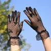 Fem fingrar handskar retro tunna kvinnor sommar sexig spetsmask transparent drivande solskyddsmedel om ärr elasticitet etikett dans cosplay tk37fi