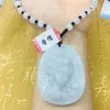 Colliers pendants Natural Jadest sculpté la beauté elliptique avec un collier de perle à trois couleurs