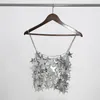 Casual Dresses Star Mini Jupe Top and Skirt Sexy Chain Body Sier Color Clubwear Jewelry Women Paillettes Chianmail Crop Sequined