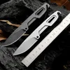 H8221 Outdoor Survival Straight Knife N690 White / Black Stone Wash Blade Full Tang Steel Handle Camping Tactical Knives with Kydex