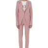 Women's Two Piece Pants Pink Notched Lapel Lady Jacket Pant Suits For Weddings Womens Business Blazer Female One Button Coat Trouser TuxedoW