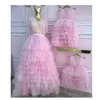 Flickans klänningar Moderdotter Matchande klänning för födelsedagsfest Tiered Puffy Tulle Spädbarn barn Pageant Gown Christmas Dress