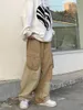 Pantalones de hombres cibernéticos holgados para hombres pantalones de carga de color caqui vintage jeans machos sueltos jeans japoneses hip hop alt hadas pantalones