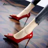 Women Pumps Metal Square Buckle Pointed Patent Leather Bridesmaid Shoes Women's Singles Shoes 2021 Stiletto 9cm High Heels G220425