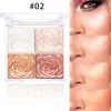 Surligneurs maquillage fard à paupières 4 couleurs paillettes visage Contour éclaircir maquillage miroitant illuminer haute lumière cosmétique Cmaduu