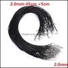 Konst och hantverk Arts Gifts Home Garden Black Wax Rope Hummer Clasp Chain Rostless Steel Sier Link Chain Women M￤n NEC DHFDM