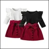 Vêtements Ensembles Bébé Enfants Bébé Maternité Filles Tenues Enfants À Volants Hauts À Manches Volantes Velours Côtelé Dhgl7