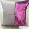 Taie d'oreiller Fournitures de literie Textiles de maison Jardin Ll Sequin Mermaid Coussin Er Magical Glitter Throw Dhz7V