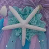 Vestito da tutu a sirena da principessa sotto il mare Abiti per bambini per ragazze Costume da festa di compleanno con fascia a fiori 220426