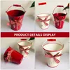 Decoratieve bloemen kransen huis bloem pot ornament ijzeren plaat emmer bloempot met houtgreep voor officedecoratieve kransendecoratief