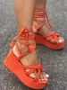 Sandaler Ladies Summer Fashion Shoes 2022 Wedge Cross Strap Casual High Heelsandals