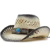 Sombreros de vaquero occidentales simples hechos a mano, sombreros de fieltro para la playa, gorra de paja para hombre y mujer, sombreros de pesca huecos Unisex