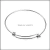 Bangle Bracelets Jewelry Fashion Stainless Steel Expandable Size Wire Bracelet Adjustable Sier Trendy Lucky J Dhw6V