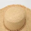 Мода ленты девушка солнца шляпа летом пляж соломенная шляпа женщин Raffia УФ-шапки 57 Размер головы