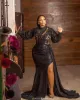 2022 New Plus Size Arabic Aso Ebi Black Mermaid Lace Prom Dresses High Neck Sexy Evening Formal Party Second Reception Birthday Br4313534