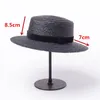 Berets 01909-HH7232 Solid Black Straw Handmade Fedoras Cap Men Women Leisure Panama Jazz Hatberets Wend22