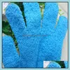 10st Blue Nylon Body Cleaning Duschhandskar Exfolierande Bad Fem fingrar Drop Leverans 2021 Borstar Svampar Skrubber Badrum Tillbehör