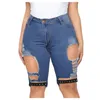 Shorts Pour Femme Taille Haute Slim Denim Grande Taille Trou Femme Mode Gland Serré Cinq Points Lavé Sexy Femme Été 6 W220418