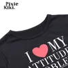 eKiki Slogan graphique t-shirts col rond manches courtes ajusté bébé t-shirt Y2k femmes vêtements Streetwear haut court P98-BZ10 220408