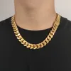 Mode Hip Hop Mens Collier pour Hommes 12/14mm Chaîne Cubaine Plaqué Or 18K Designer Colliers Chaînes en Acier Inoxydable Unisexe 16/18/20/24inches Collier Bijoux en Argent