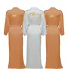 المرأة النوم 2022 الحرير الشيفون الجلباب طويلة الأكمام البرتقال مخصص العروسة العروس رداء المرأة الزفاف البشكير المنزل
