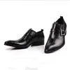 Robe Designer Men Black Leather Point Point Flats Cowhide Budle Office Wedding Party Chaussures Da CD