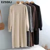 Autunno Inverno lungo e spesso maglione abito donna dolcevita manica lanterna cashmere dritto maix abito femminile ragazza abito caldo 220317