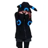 Hoodies للنساء من النوع الثقيل للنساء لطيف القطن مزيج طويل الأكمام الرسوم المتحركة الكارتون Umbreon pulover Tops سترة معاطف قميص من النوع الثقيل