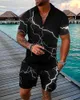 Men's Tracksuits Men's Piece Suit Beach Men's Hawaiian Activewear Short Sleeve Zip Shirt Shorts Set Casual StreetwearMen's