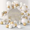 108 st/set vit och guld ballong båge garland kit konfetti metall ballonger latex födelsedag bröllop engagemang baby shower dekorationer mj0708