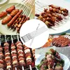 Duolvqi 6pcs/set Barbecue Meat String spiesjes stukjes roestvrij staal Churrasqueira Roast Stick voor BBQ Outdoor Picnic 220510