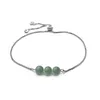 Lot de 3 bracelets de cheville en perles de cristal de guérison avec chaîne en argent de 8 mm - Perles de pierre chakra - Bracelet de cheville réglable pour hommes, femmes, adolescentes