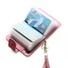 Genuine cow leather women designer card holders lady fashion tassel zero wallets female casual purses no26