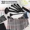 32st Black Makeup Borstes Natural Hair Professional Foundation Powder Eyeshadow Blush Makeup Brush Set With Case 220623