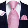 Bow Ties Hi-Tie Solid Rose Pink Coral Paisley Mens Silk Wedding Tie Fashion Design Slips för män Kvalitet Hanky ​​Cufflink Business Partybow