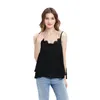 Damen Tanks Camis 2022 Sommer Sexy Damen Tank Tops Damen Schwarz V-Ausschnitt Lose Weste Chiffon Mode Kurze Spitze Größe S-XXL