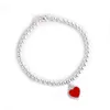 T Bracciale per il cuore perle a casa 925 Sterling argento placcato a 18k oro rosa blu rosso bracciale gioiello femminile